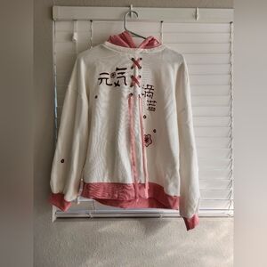 Cherry Blossom Pink and White Sweater M